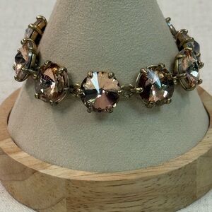 Stella & Dot Amelia Gold & Pink Crystal Statement Bracelet